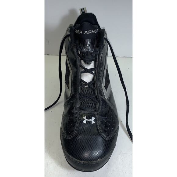 UNDER ARMOUR Mid FOOTBALL CLEATS BLACK/SILVER Men's US Size 12 - Picture 10 of 16